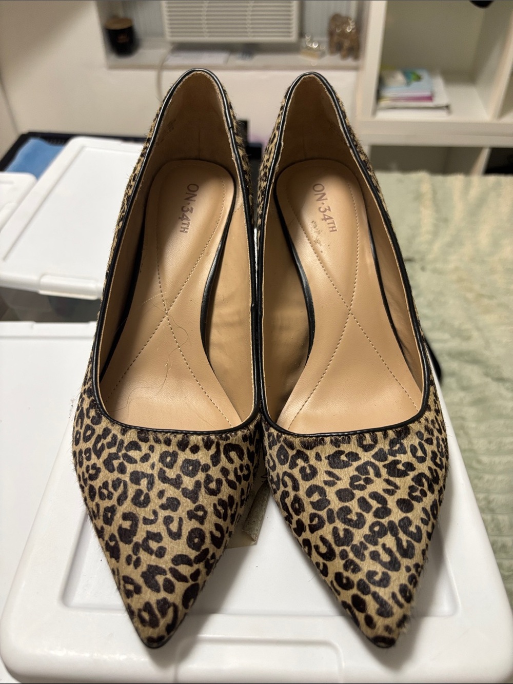 On 3rd Leopard Print Pointed-Toe Pumps in Brown